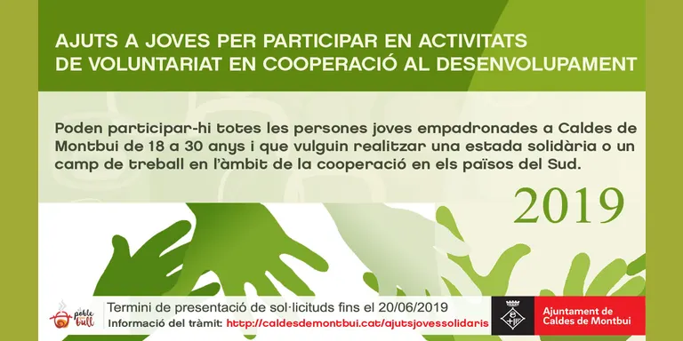 Els joves calderins podran optar novament a subvencions per assistir a programes de cooperació al desenvolupament a nivell internacional