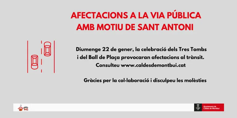 Publicades les afectacions de trànsit per la festa de Sant Antoni
