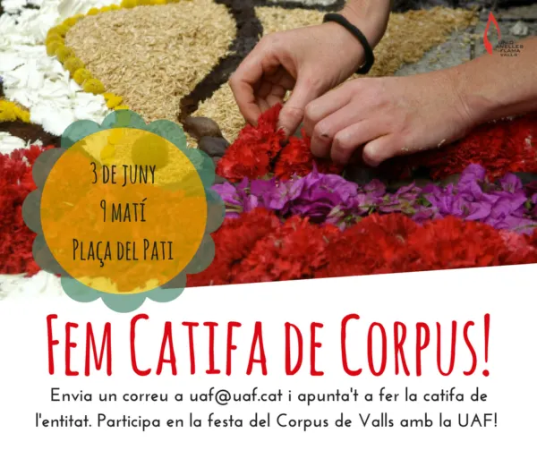 El Pati s’engalanarà amb l’anual catifa floral de Corpus de la Unió Anelles de la Flama