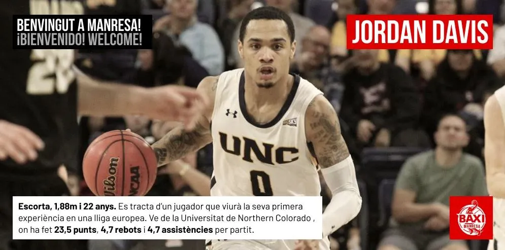 Jordan Davis, tercer fitxatge del BAXI Manresa