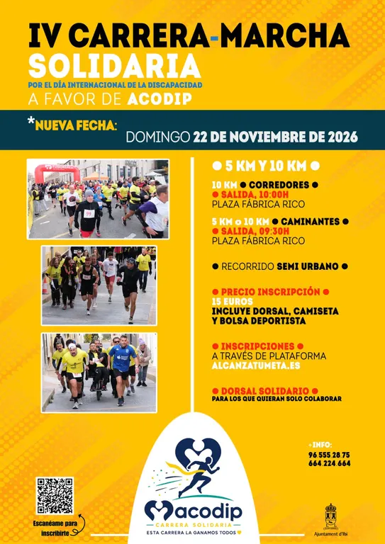CAMBIO DE FECHA DE LA CARRERA SOLIDARIA DE ACODIP