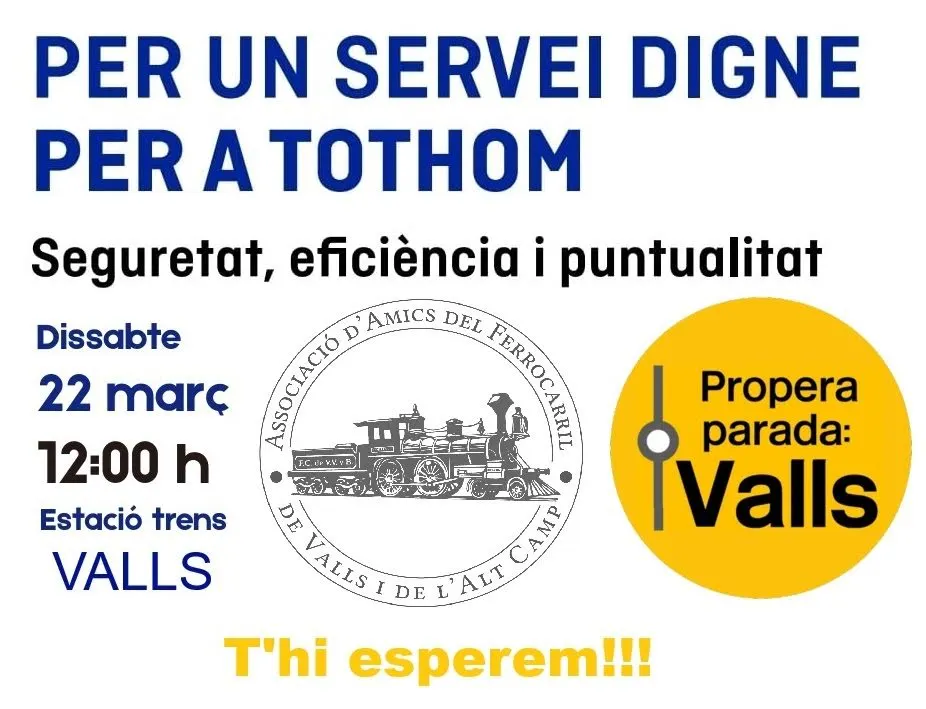 Valls acollirà una de les set concentracions impulsades per les plataformes d’usuaris de trens