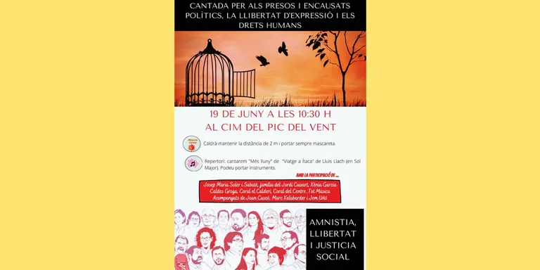 Tres corals cantaran dissabte al cim del Pic del Vent per exigir la llibertat dels presos polítics