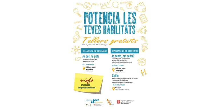 Tallers gratuïts a l'Oficina Jove per potenciar habilitats personals