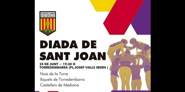 Els Castellers d'Altafulla donen la benvinguda a l'estiu amb la Diada de Sant Joan de la Festa Major de Baix a Mar a Torredembarra