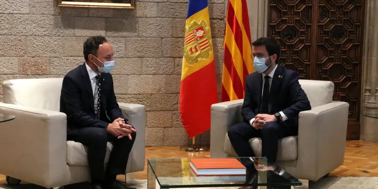 Reunió de Xavier Espot i Pere Aragonès al Palau de la Generalitat per reforçar la relació entre Catalunya i Andorra