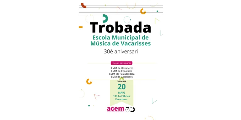 L’Escola de Música “Rafel Gibert Recasens" participarà a la Trobada de Vacarisses per celebrar 30 anys de l’ACEM