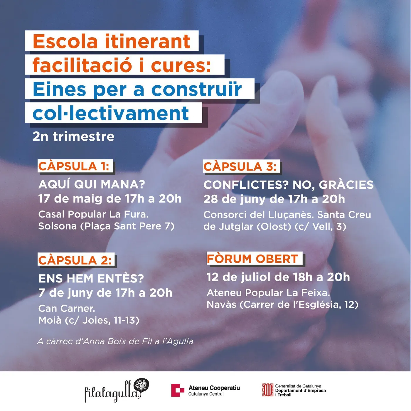 L'escola itinerant de facilitació i cures de l'Ateneu Cooperatiu de la Catalunya Central arrencarà a Solsona