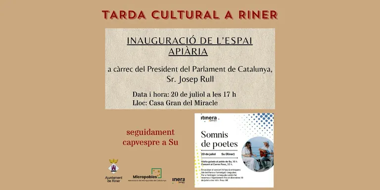 El president del Parlament, Josep Rull, inaugurarà dissabte el nou Espai Apiària al Miracle