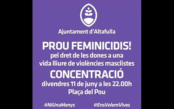 Concentració contra la violència masclista aquest divendres a les 22h a la plaça del Pou d'Altafulla