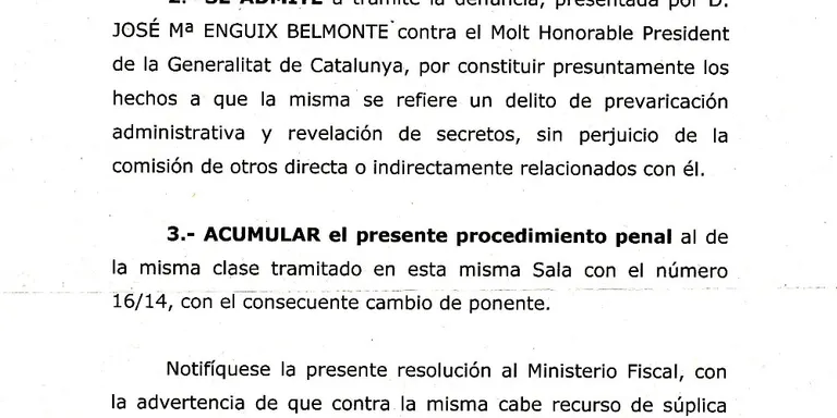 El TSJC admet a tràmit la querella de Josep Mª Enguix (PxC) contra Artur Mas pel 9N