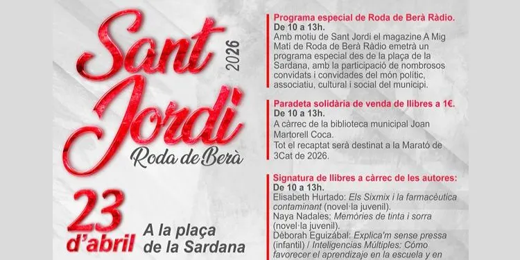 La plaça de la Sardana de Roda de Berà serà l’epicentre de la celebració de Sant Jordi a la vila