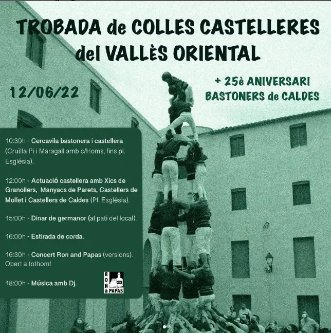 Uns 350 castellers i castelleres de les quatre colles de la comarca s'aplegaran diumenge a Caldes per tercera vegada