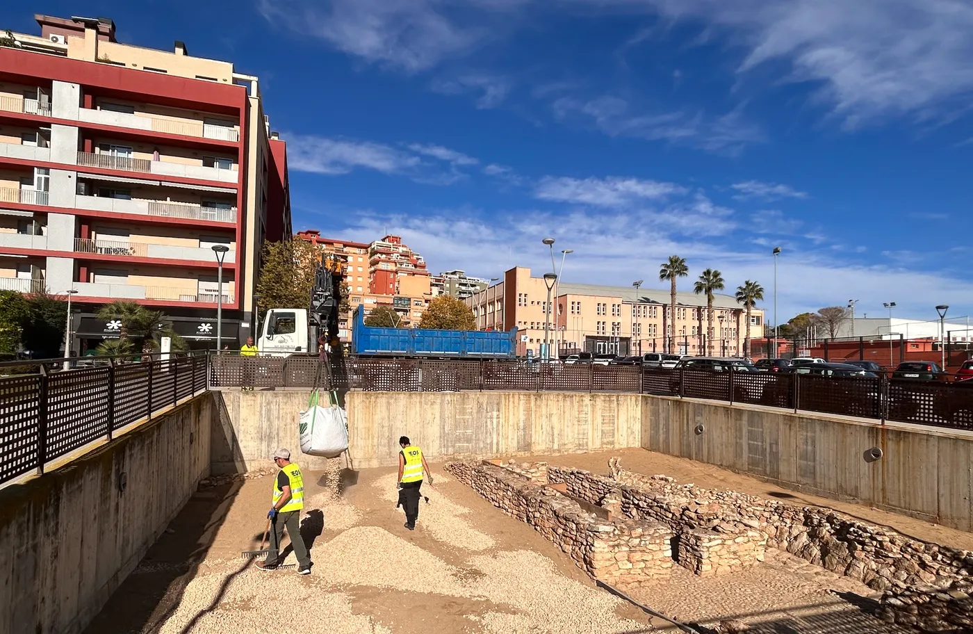 Tram final de les obres de recuperació de les termes de la Vil·la Romana del Vilar
