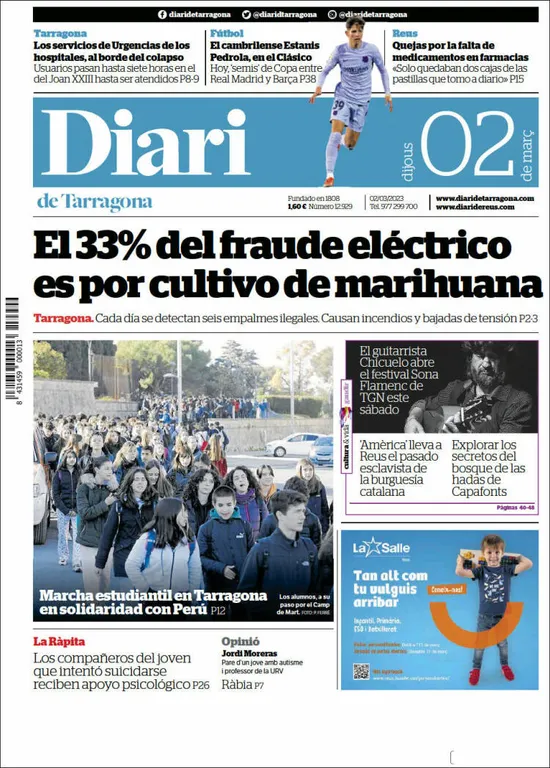 Consulta les portades dels diaris d'aquest 2 de març