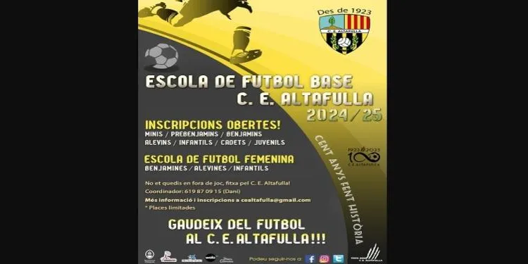 El CE Altafulla obre les inscripcions de l’Escola de Futbol