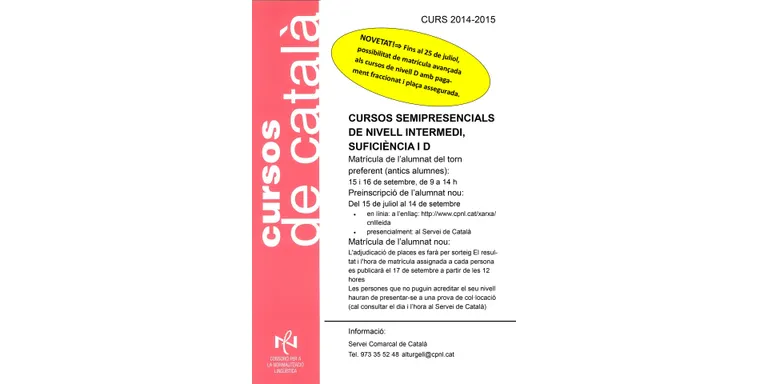 Nova oferta de cursos de català a l'Alt Urgell