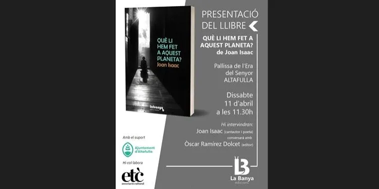 El cantautor Joan Isaac presenta a Altafulla el seu poemari ‘Què li hem fet a aquest planeta’, editada per La Banya