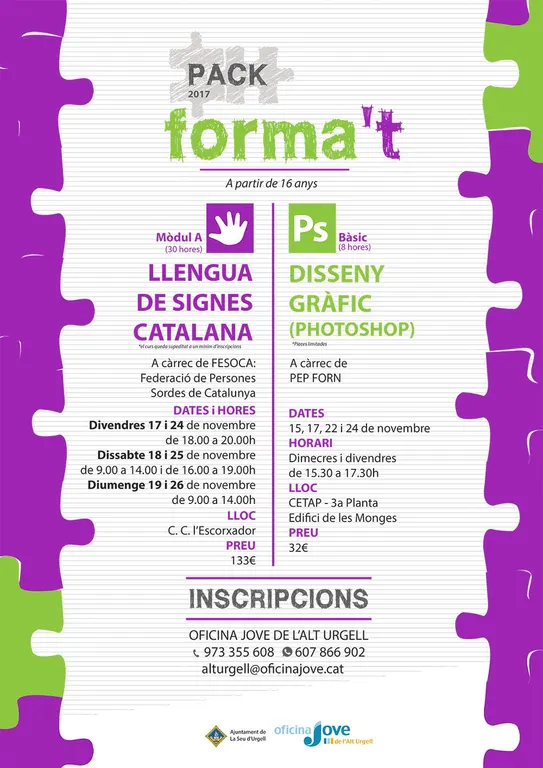 Cursos de llengua de signes catalana i de disseny gràfic per a joves a la Seu