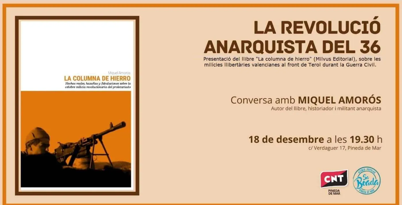 L'historiador Miquel Amorós fa una xerrada a Pineda sobre la revolució anarquista del 36