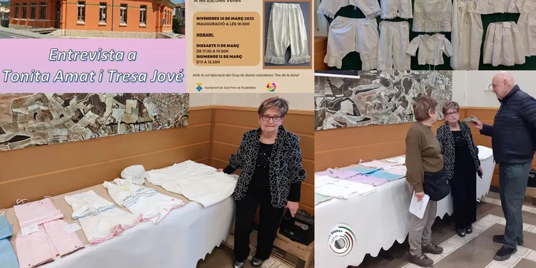 Entrevista a Tonita Amat i Tresa Jové a l’exposició de “Roba interior antiga”.