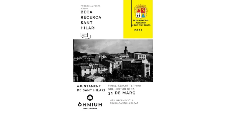 S'obre la 2a edició de la Beca Recerca Sant Hilari