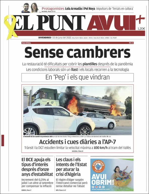 T'expliquem les portades dels diaris del territori d'aquest 10 de juny