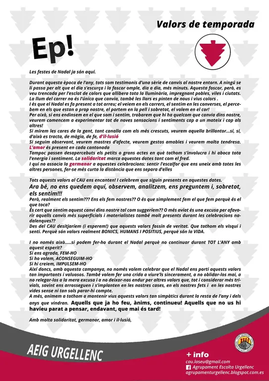 L'AEiG Urgellenc promou la campanya 'Valors de temporada'