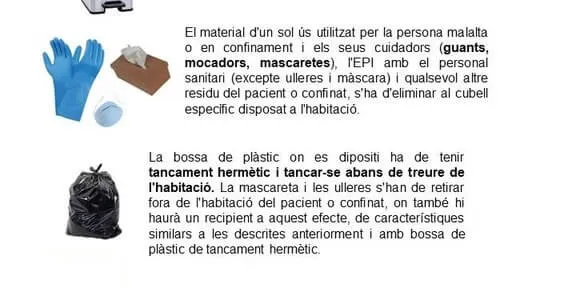 Informació sobre la gestió de residus als domicilis en els habitatges que hi hagi de Covid-19 o persones en quarantena