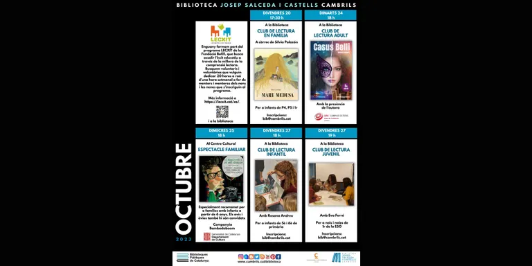 La Biblioteca de Cambrils ja té disponible l’agenda d’activitats del mes d’octubre