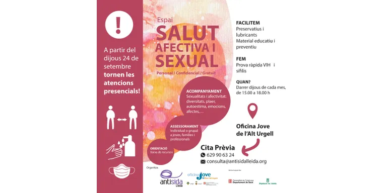 L’Espai de Salut afectiva i sexual reprèn les atencions presencials al Centre Cívic l’Escorxador de la Seu d’Urgell