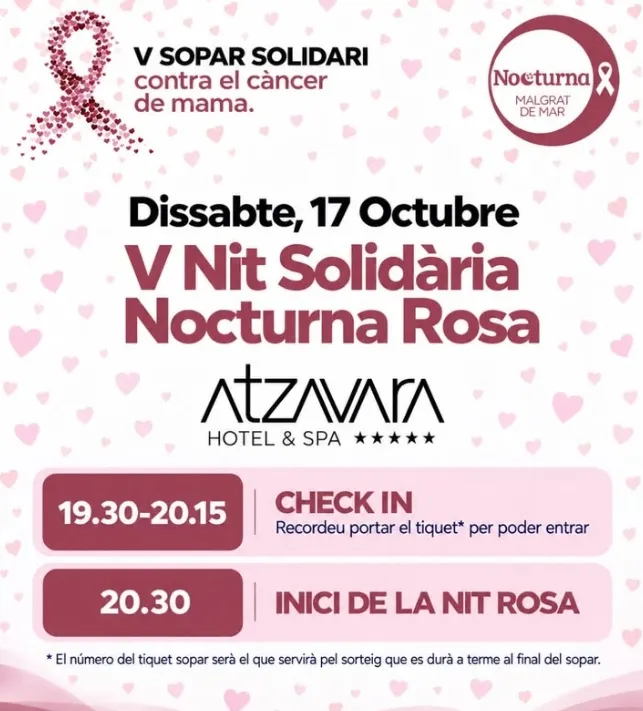 El cinquè sopar de la Nocturna Rosa serà aquest dissabte