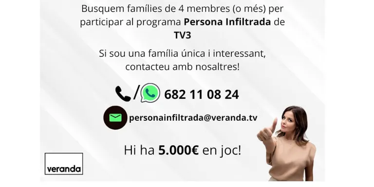 TV3 busca famílies pel càsting del programa 'Persona infiltrada'
