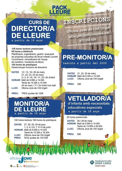 Nova oferta de cursos de formació en el lleure a l'Oficina Jove de l'Alt Urgell