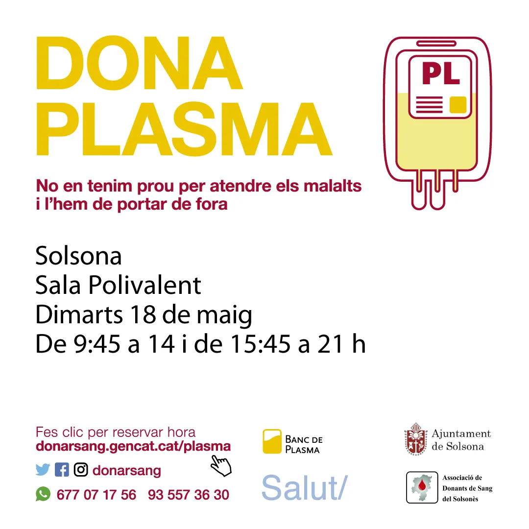 Solsona acollirà campanyes periòdiques de recollida de plasma