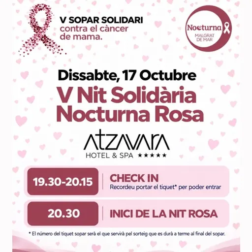 El cinquè sopar de la Nocturna Rosa serà aquest dissabte