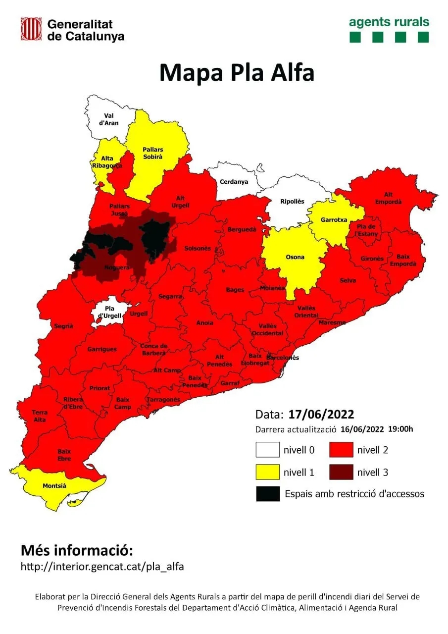 L’Alt Camp entra en perill 2 de risc d’incendi forestal