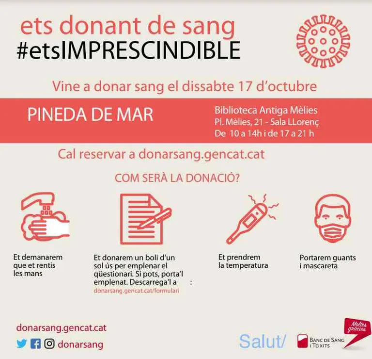 Campanya de donació de sang a Pineda aquest dissabte