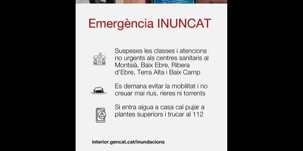 Se suspenen les classes aquest dilluns a les Terres de l'Ebre i el Baix Camp mentre es van recuperant vies de comunicació