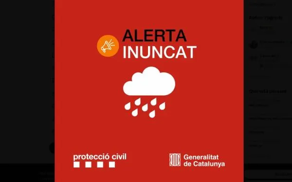 Protecció Civil activa l’INUNCAT en fase d’alerta per risc de pluges intenses aquest dimecres