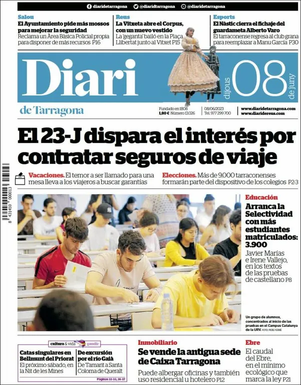Consulta les portades dels diaris d'aquest 8 de juny