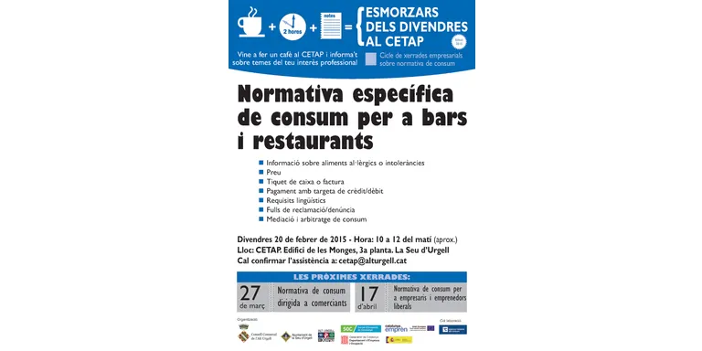 Xerrada al CETAP sobre la normativa de consum per a empresaris i emprenedors liberals