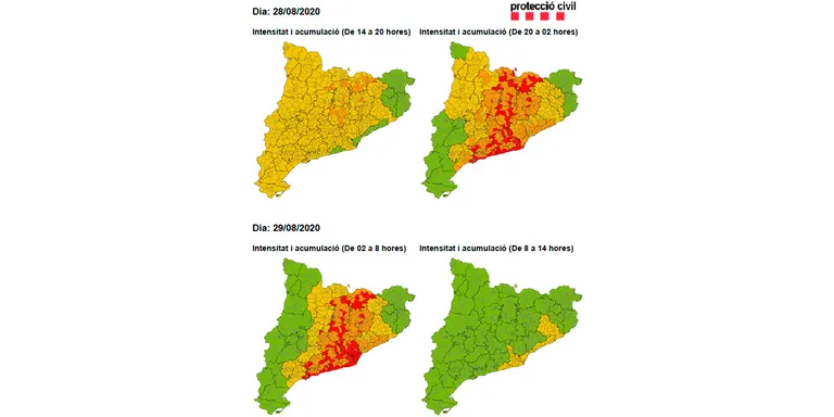 Protecció Civil manté l'alerta del pla INUNCAT davant l'inici de l'episodi de pluges intenses generalitzades