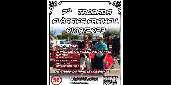 La 7a Trobada de Vehicles Clàssics de Creixell se celebrarà el diumenge 1 d'octubre