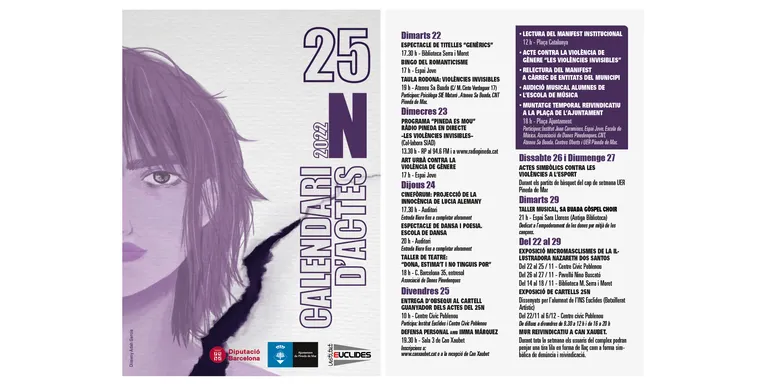 Pineda programa tot un seguit d'actes amb motiu del Dia contra la violència vers les dones