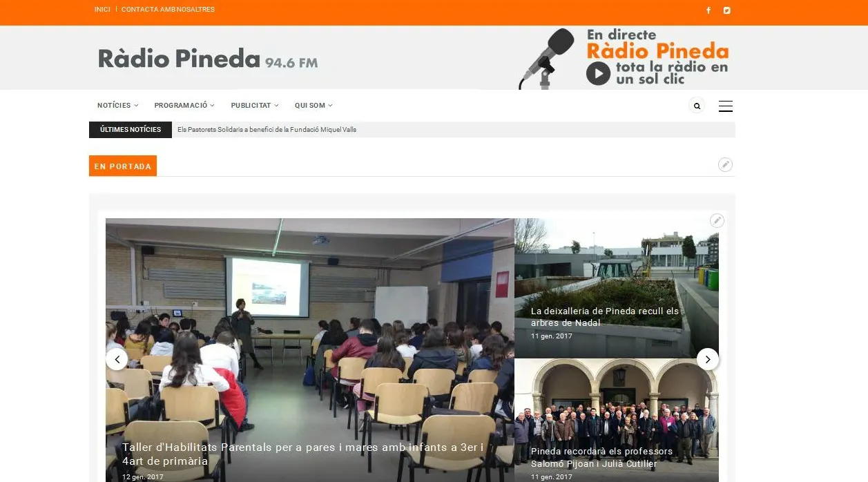 Ràdio Pineda estrena nova web i prepara la presentació de la nova etapa que enceta l'emissora aquest 2017