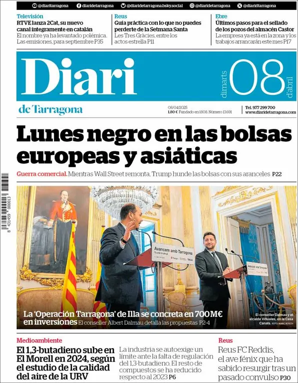 Cop d'ull als diaris d'aquest dimarts 8 d'abril