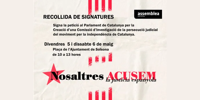 L'ANC organitza una recollida de signatures per demanar la creació d'una Comissió d'investigació de la persecució judicial del moviment per la independència