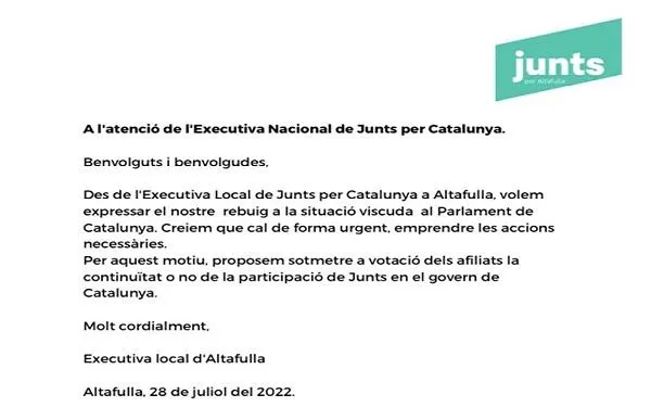 Foto: Captura de Twitter de Junts x Altafulla
