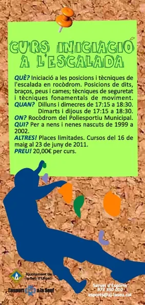 Nou curs d'iniciació a l'escalada en búlder